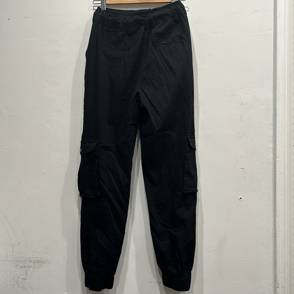 MESHKI Cargo High Waist Joggers NWT black draw string elastic black small - Picture 2 of 9